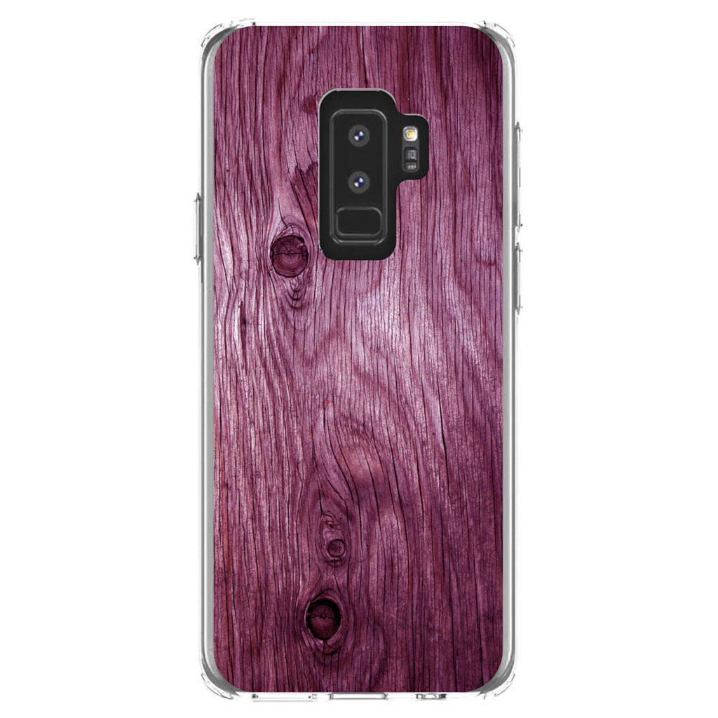 Fuchsia Weathered Wood Grain Print Clear Shockproof iPhone Case, view 20