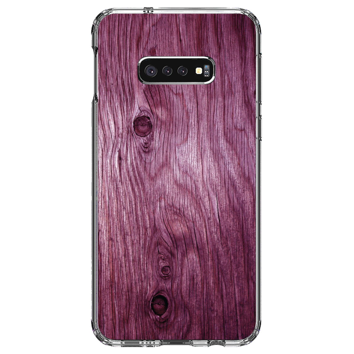 Fuchsia Weathered Wood Grain Print Clear Shockproof iPhone Case, view 18