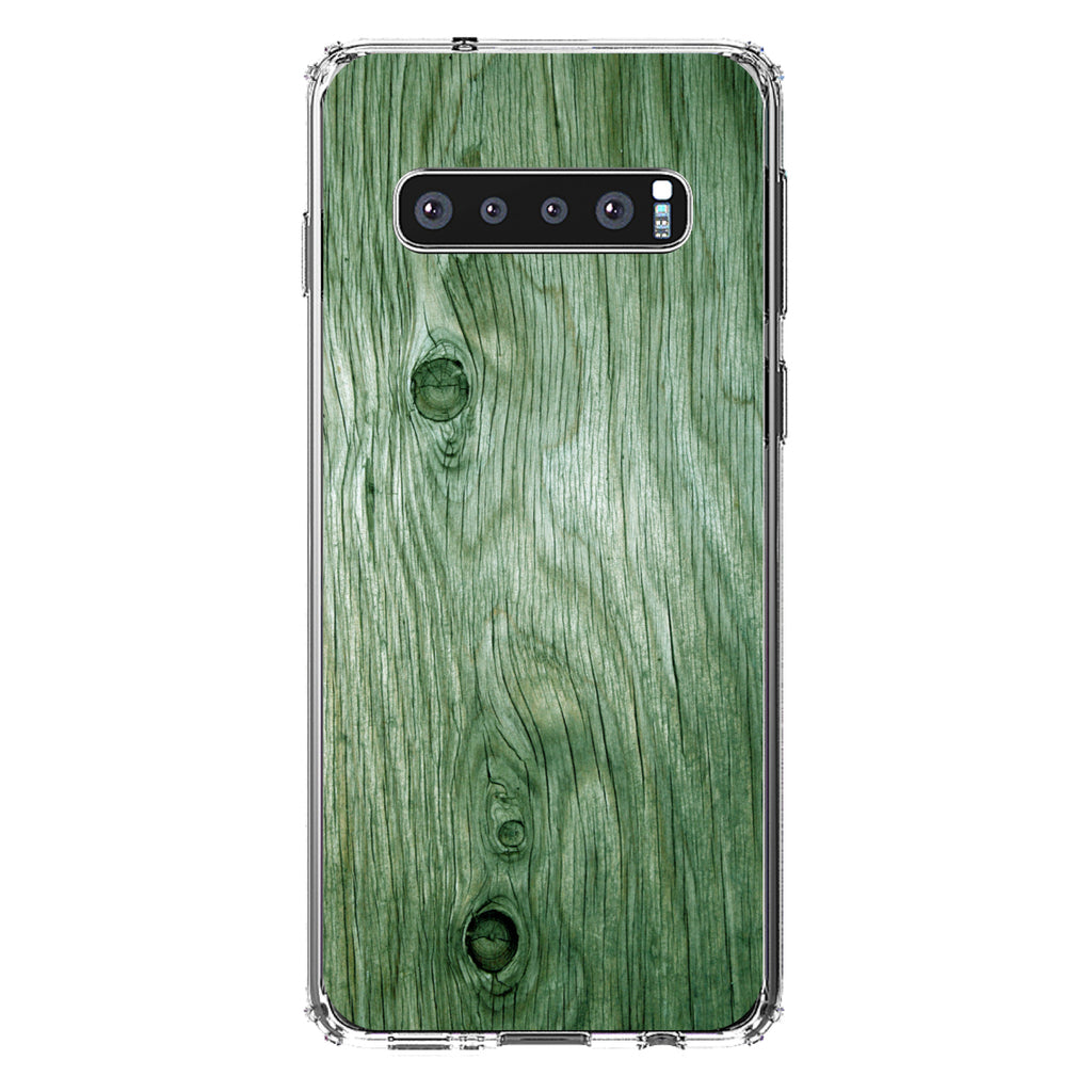 Green Weathered Wood Grain Print Clear Shockproof iPhone Case, view 17