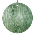 Green Weathered Wood Grain Print Ceramic Ornament