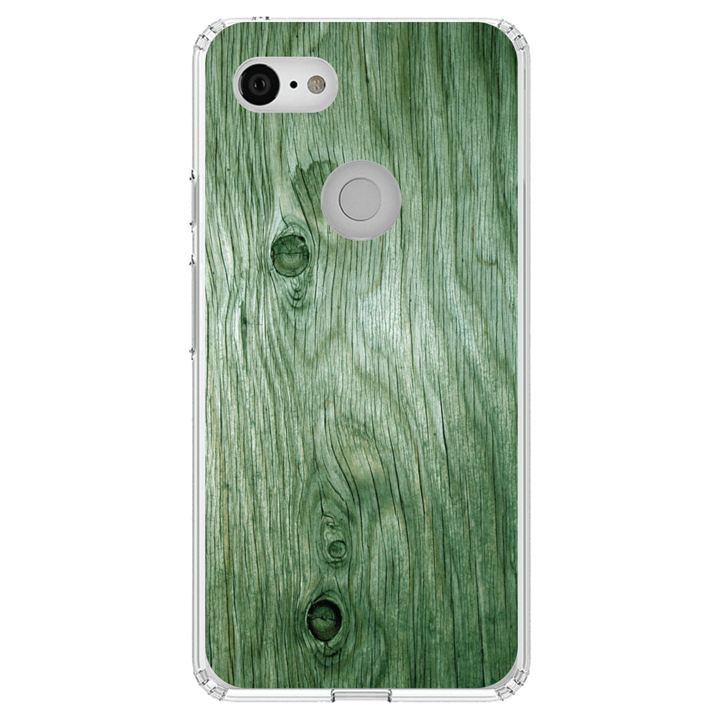 Green Weathered Wood Grain Print Clear Shockproof iPhone Case, view 21