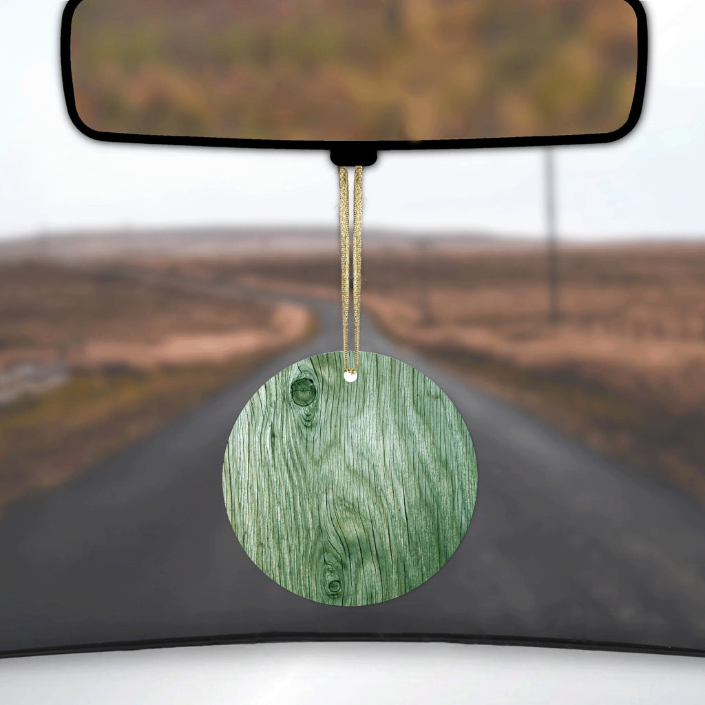Green Weathered Wood Grain Print Ceramic Ornament, view 3