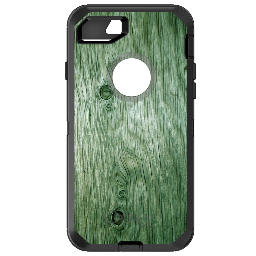 Green Weathered Wood Grain Print OtterBox Defender Case for iPhone & Galaxy