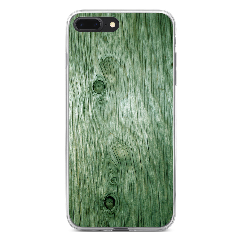 Green Weathered Wood Grain Print Clear Shockproof iPhone Case, view 6