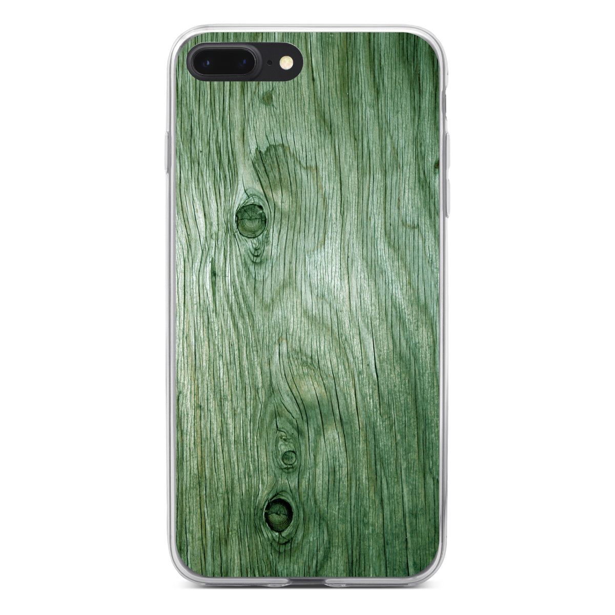 Green Weathered Wood Grain Print Clear Shockproof iPhone Case, view 6