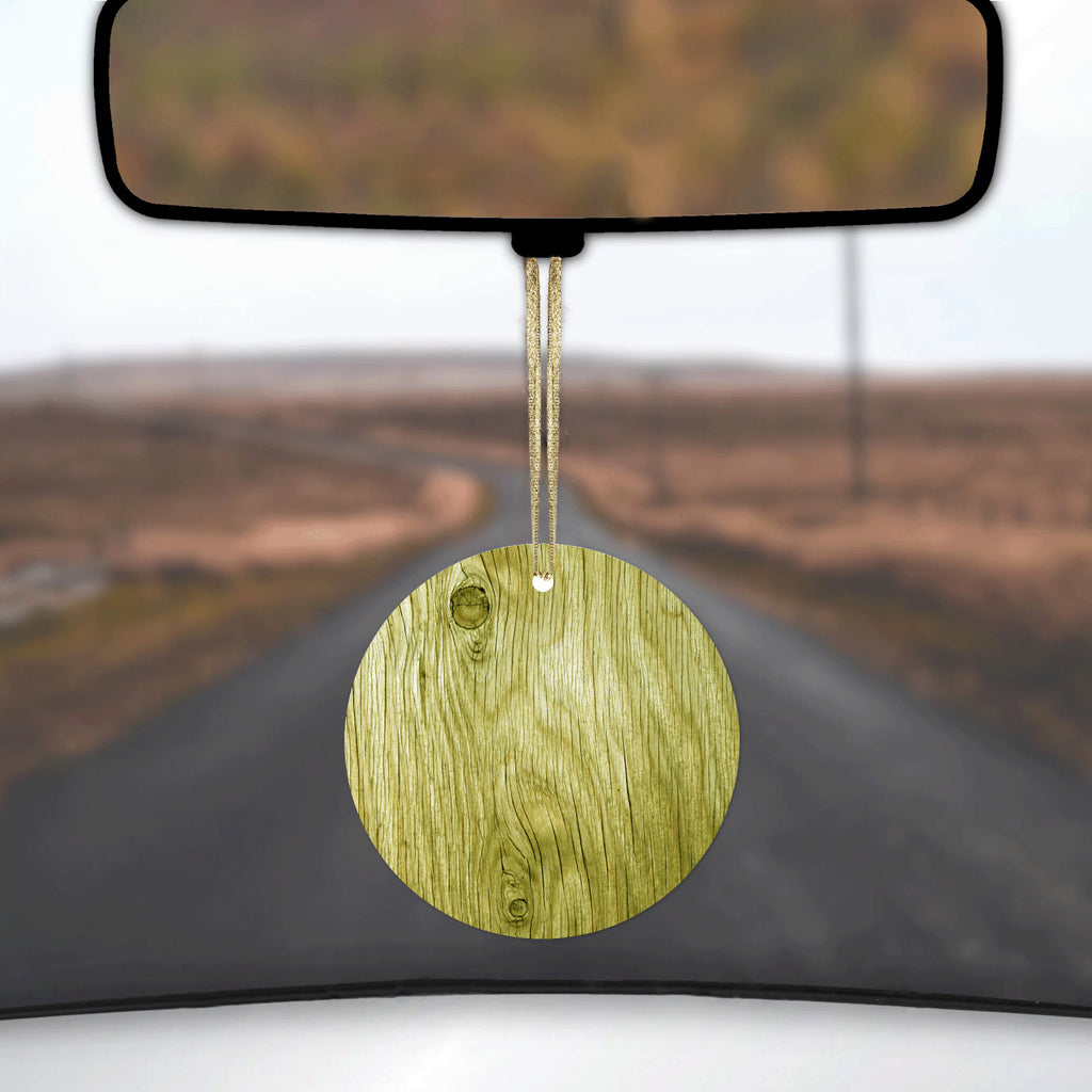 Yellow Weathered Wood Grain Print Ceramic Ornament, view 3