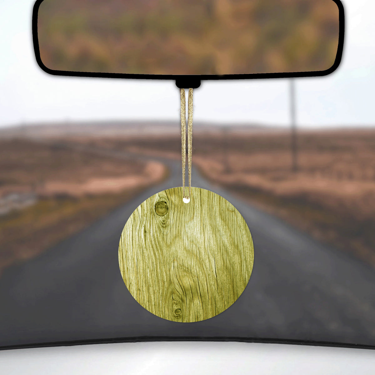 Yellow Weathered Wood Grain Print Ceramic Ornament, view 3