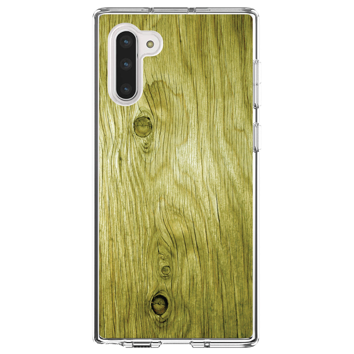 Yellow Weathered Wood Grain Print Clear Shockproof iPhone Case, view 9