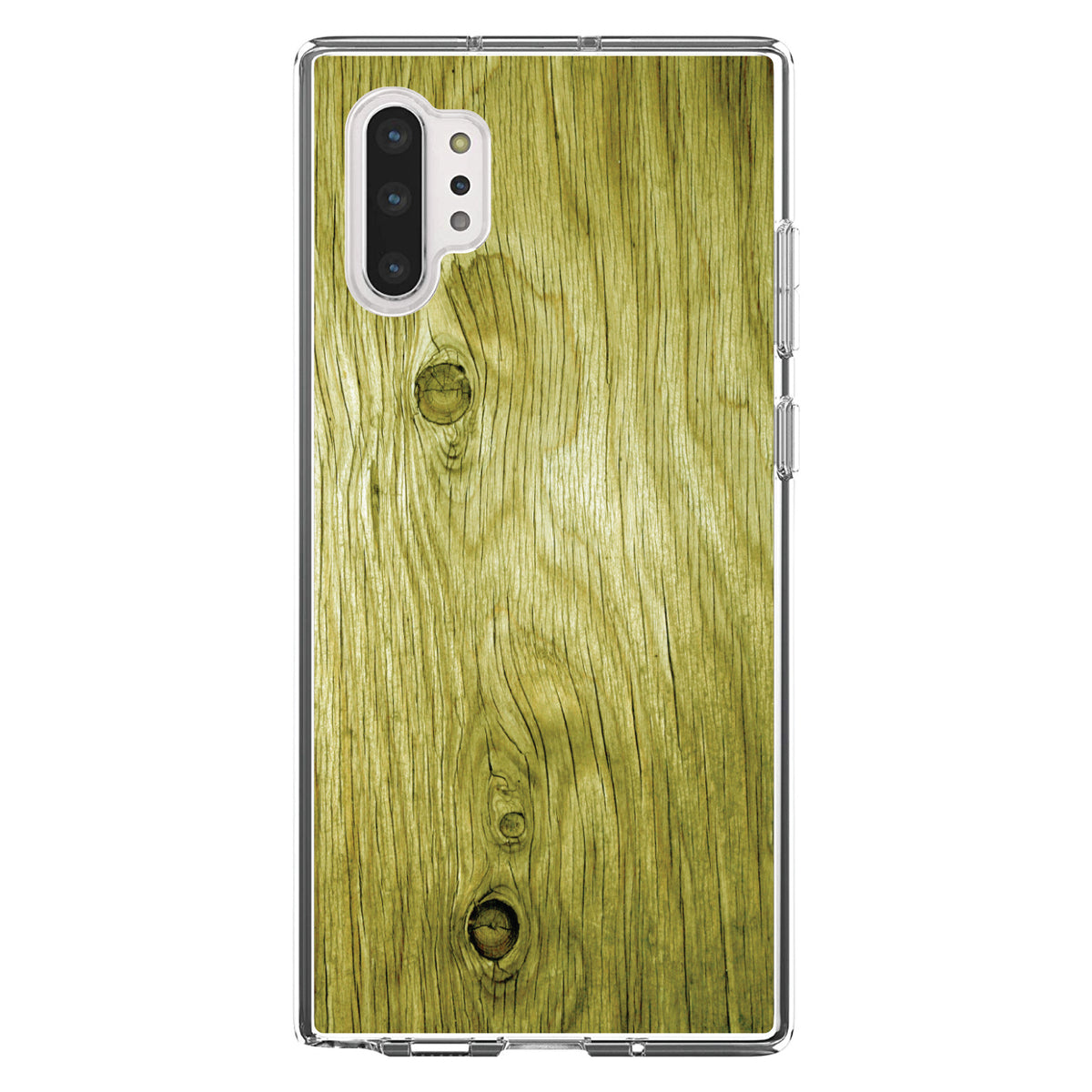 Yellow Weathered Wood Grain Print Clear Shockproof iPhone Case, view 10