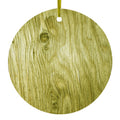 Yellow Weathered Wood Grain Print Ceramic Ornament