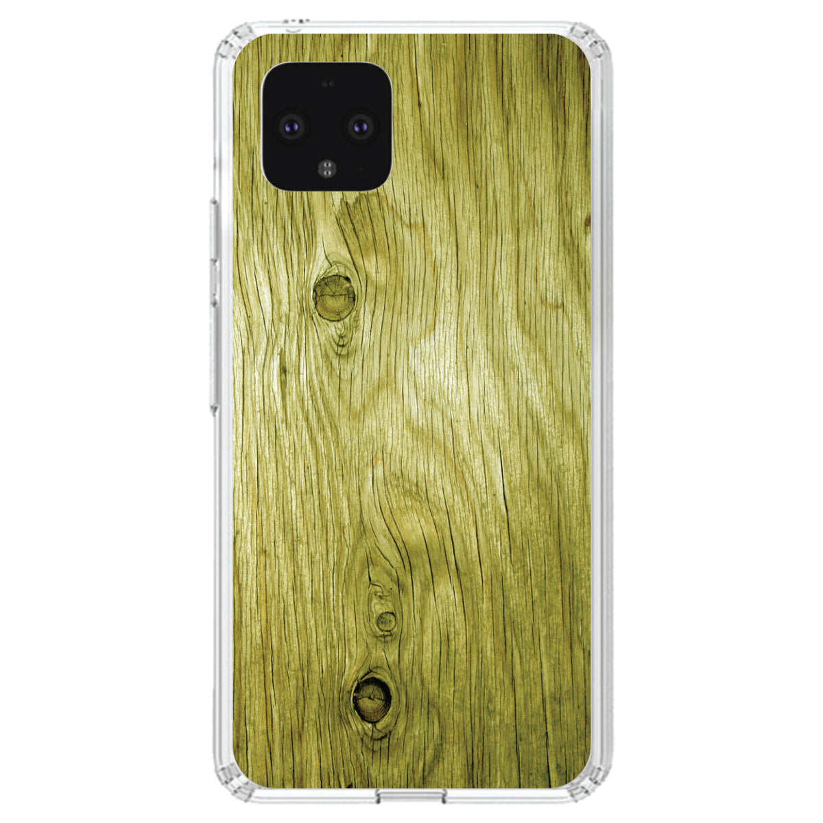 Yellow Weathered Wood Grain Print Clear Shockproof iPhone Case, view 23