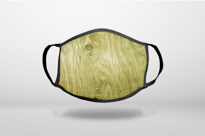Yellow Weathered Wood Grain Print - 3-Ply Reusable Soft Face Mask Covering, Unisex, Cotton Inner Layer