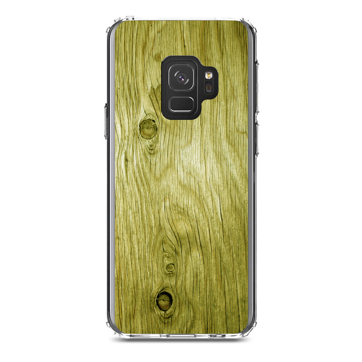 Yellow Weathered Wood Grain Print Clear Shockproof iPhone Case, view 19