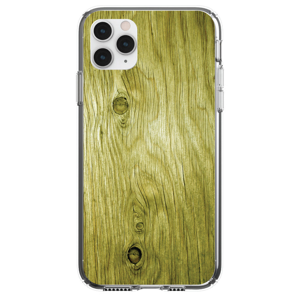 Yellow Weathered Wood Grain Print Clear Shockproof iPhone Case