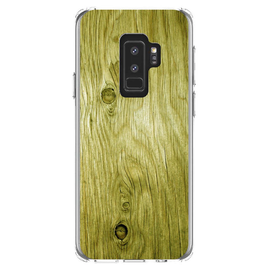 Yellow Weathered Wood Grain Print Clear Shockproof iPhone Case, view 20