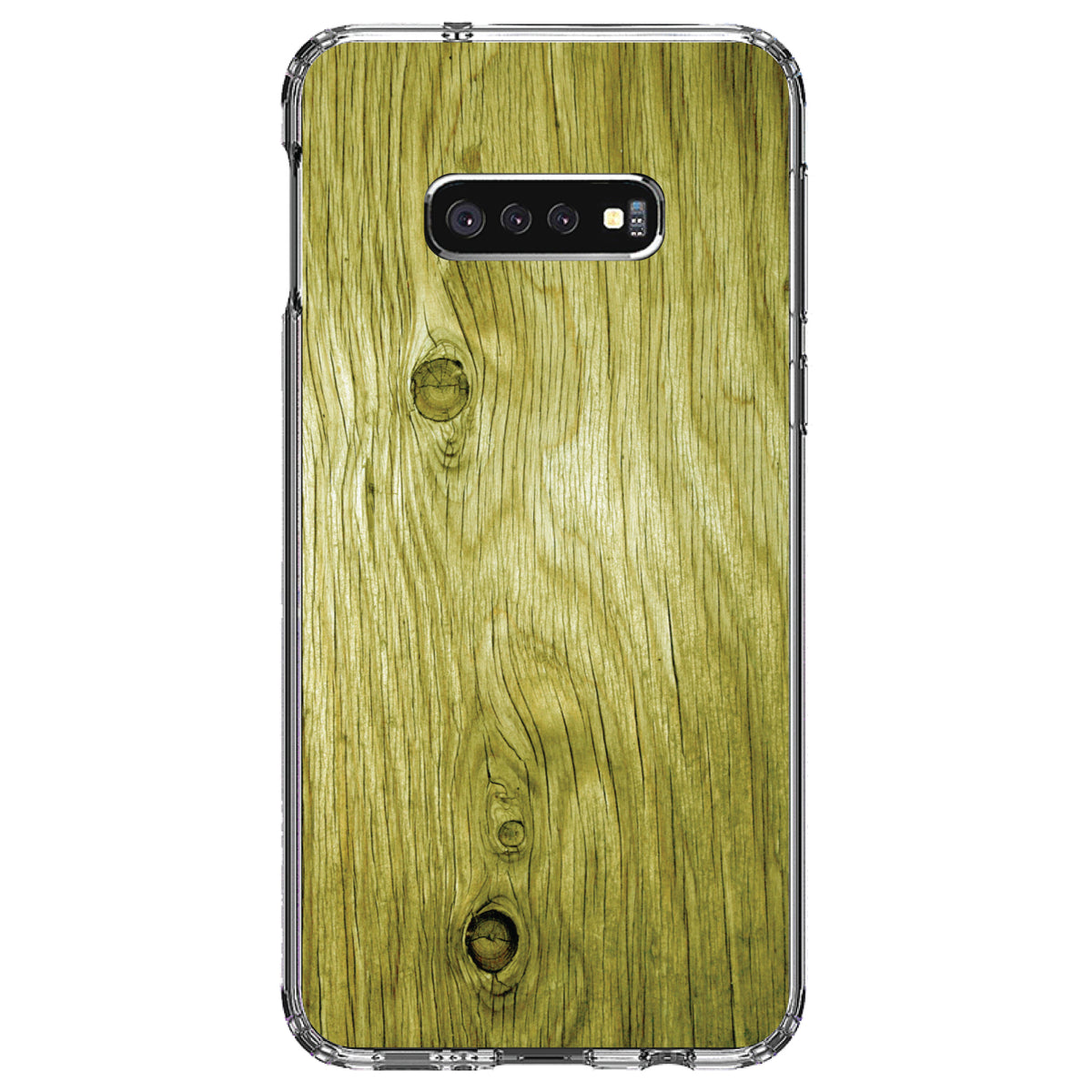 Yellow Weathered Wood Grain Print Clear Shockproof iPhone Case, view 18