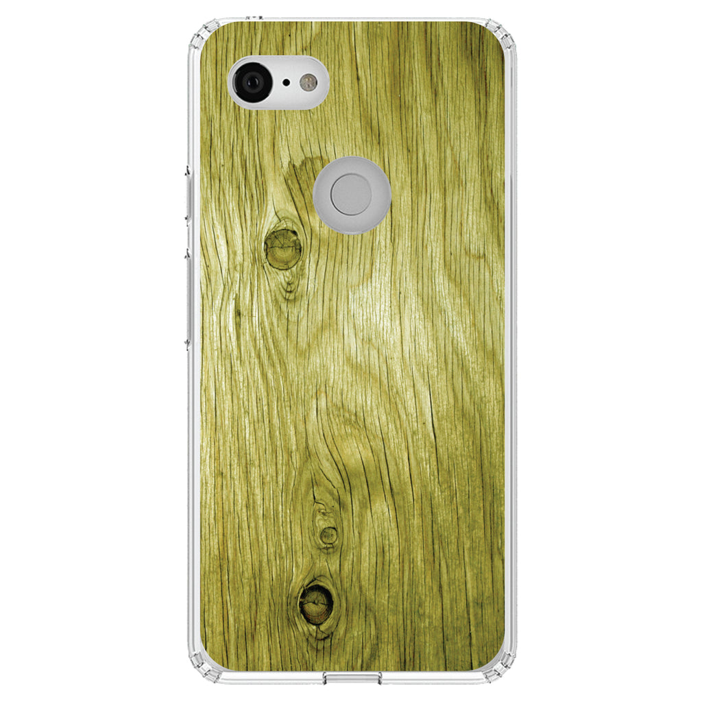 Yellow Weathered Wood Grain Print Clear Shockproof iPhone Case, view 21