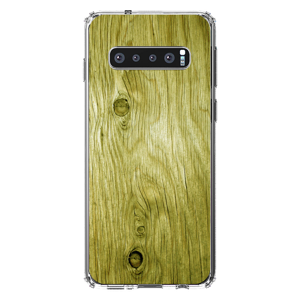 Yellow Weathered Wood Grain Print Clear Shockproof iPhone Case, view 17