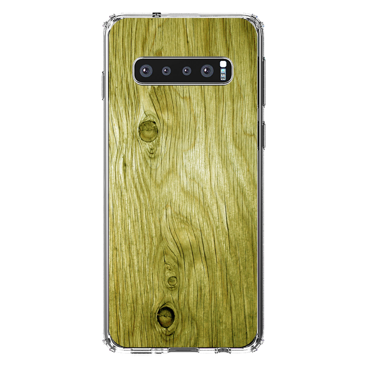 Yellow Weathered Wood Grain Print Clear Shockproof iPhone Case, view 17