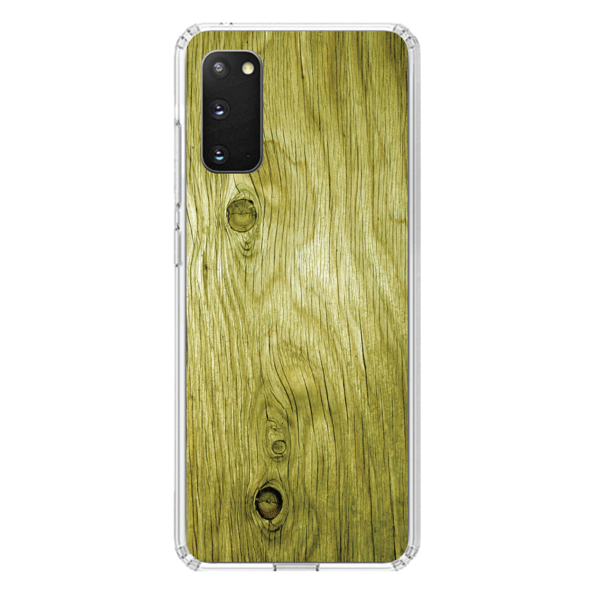 Yellow Weathered Wood Grain Print Clear Shockproof iPhone Case, view 15