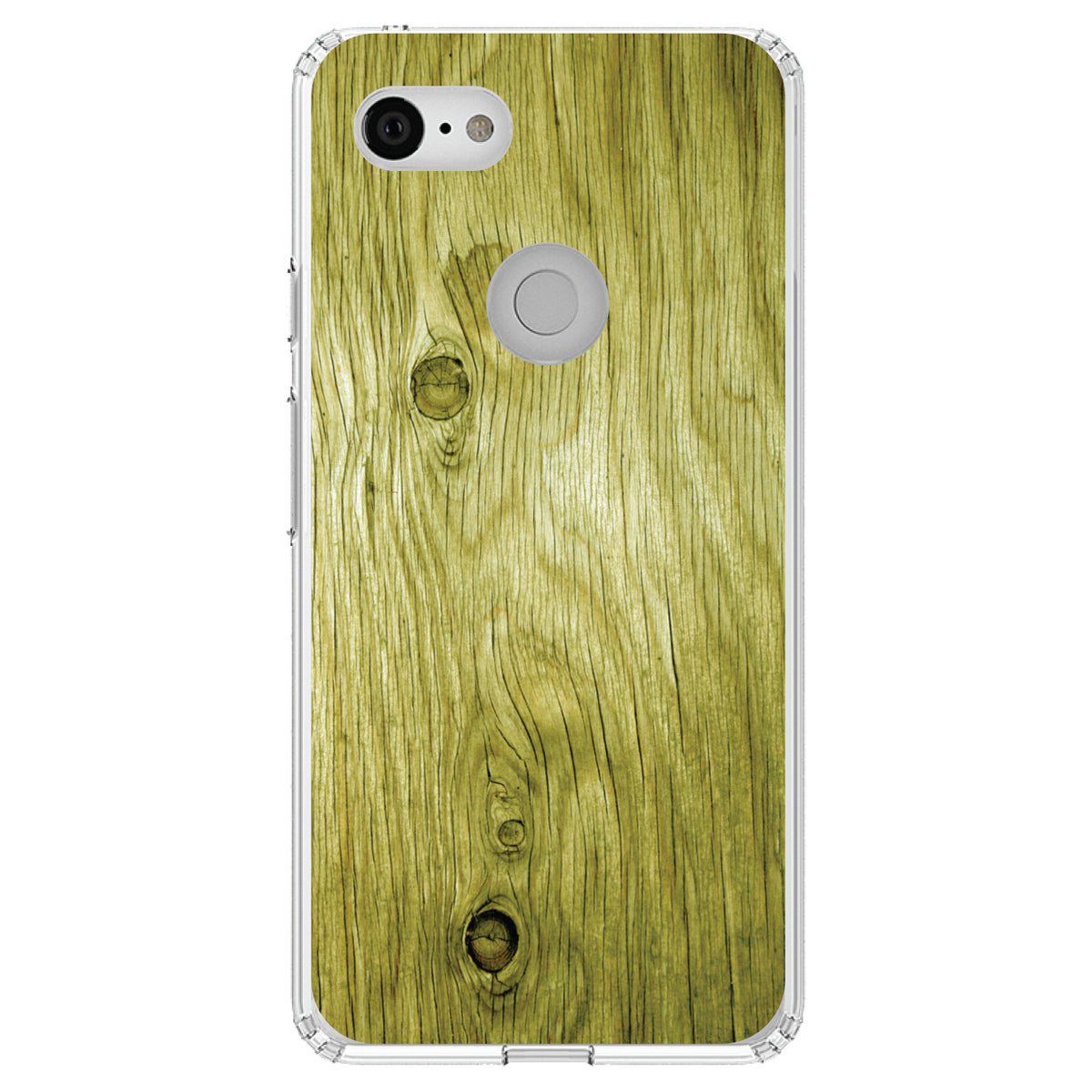 Yellow Weathered Wood Grain Print Clear Shockproof iPhone Case, view 22