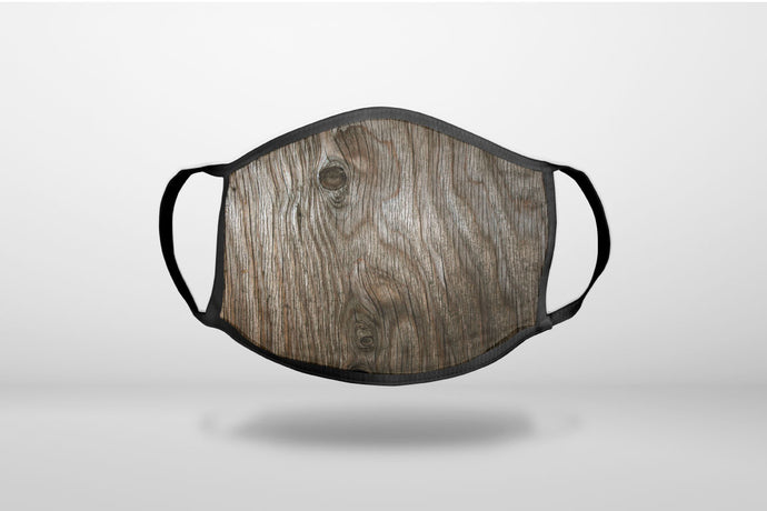 Brown Weathered Wood Grain Print - 3-Ply Reusable Soft Face Mask Covering, Unisex, Cotton Inner Layer