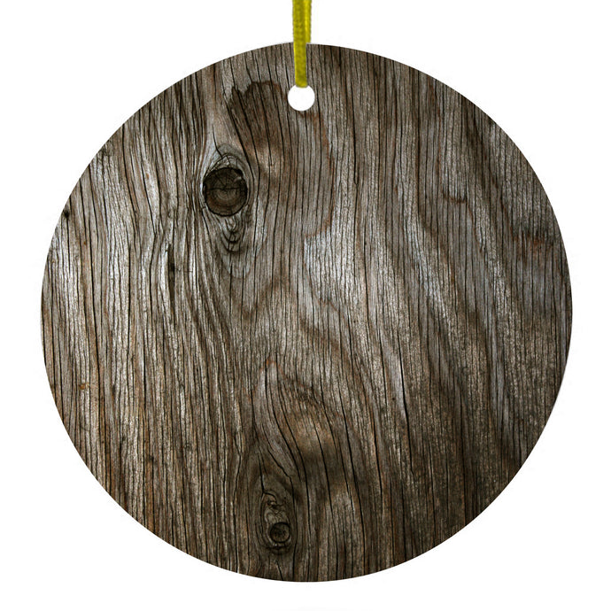 Brown Weathered Wood Grain Print Ceramic Ornament