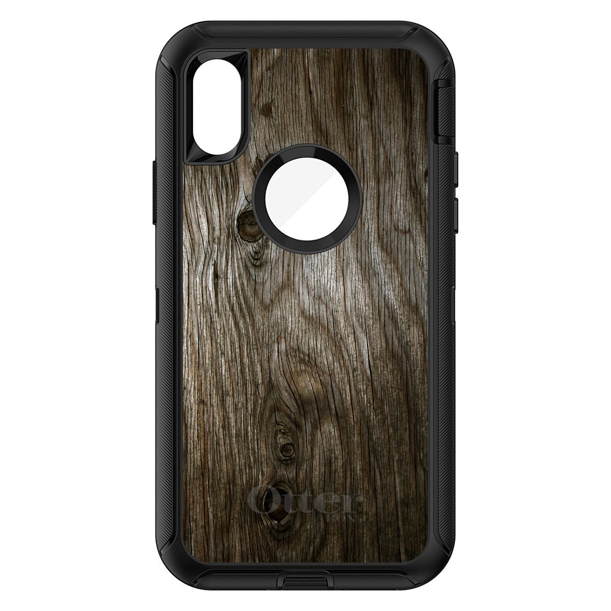 Brown Weathered Wood Grain Print OtterBox Defender Case for iPhone & Galaxy, view 3