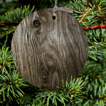 Brown Weathered Wood Grain Print Ceramic Ornament