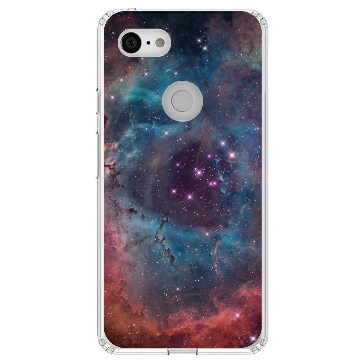 Purple Blue Pink Rosette Nebula Clear Shockproof iPhone Case, view 21