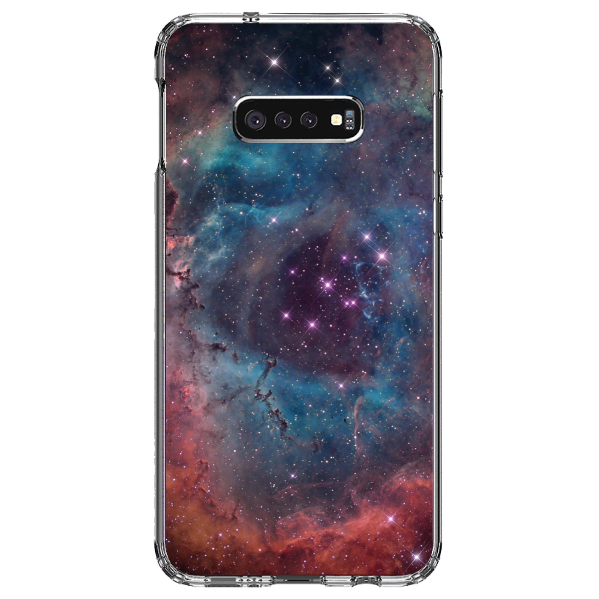 Purple Blue Pink Rosette Nebula Clear Shockproof iPhone Case, view 18