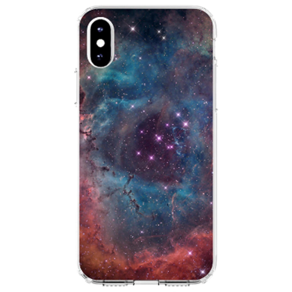 Purple Blue Pink Rosette Nebula Clear Shockproof iPhone Case, view 4