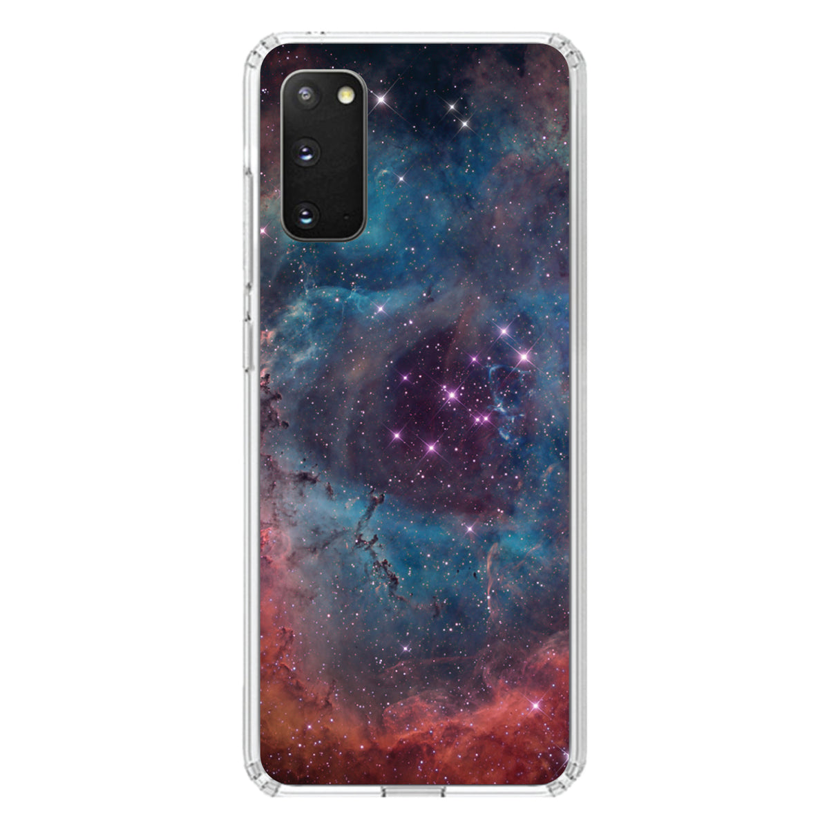 Purple Blue Pink Rosette Nebula Clear Shockproof iPhone Case, view 15
