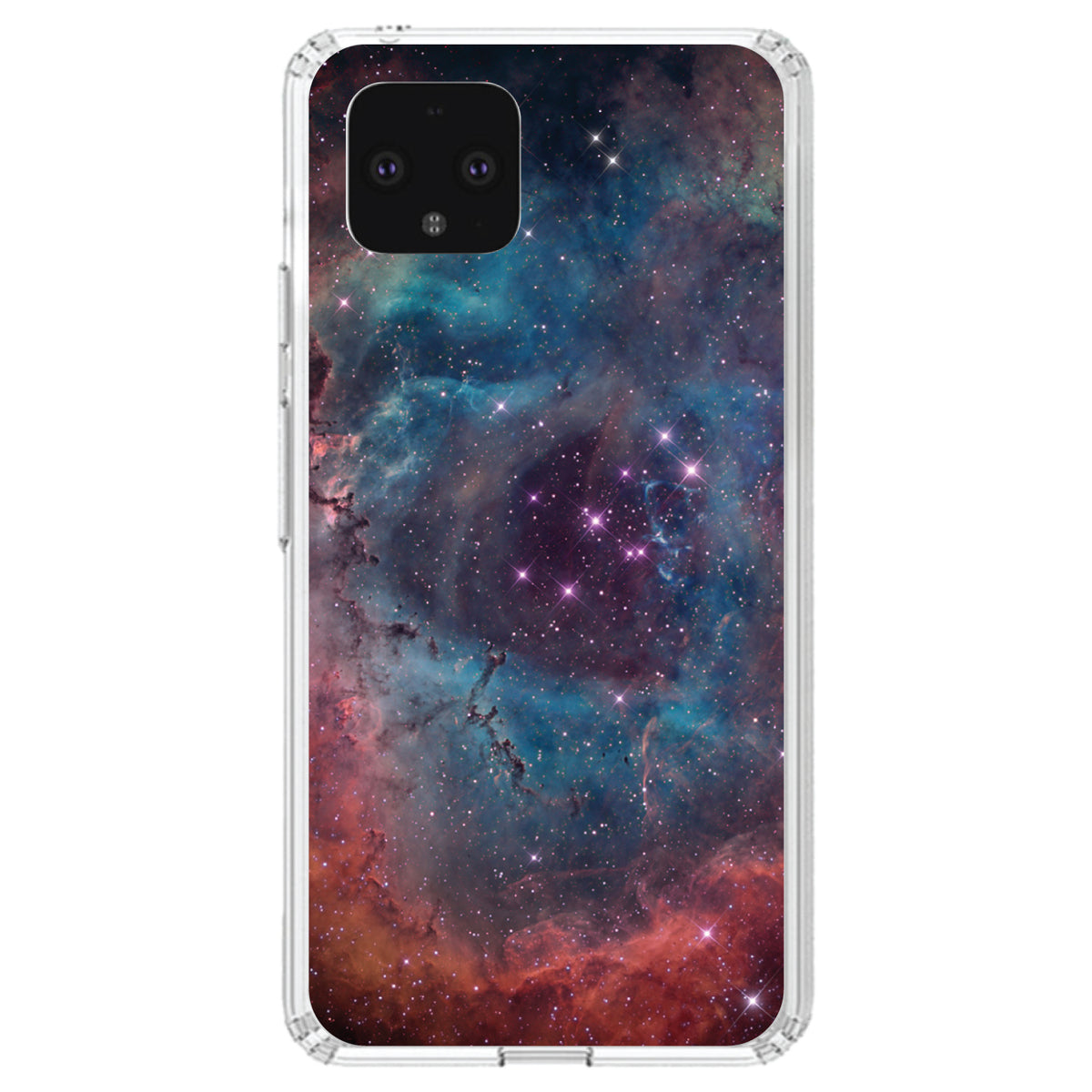 Purple Blue Pink Rosette Nebula Clear Shockproof iPhone Case, view 23