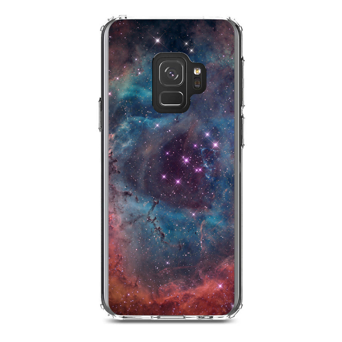 Purple Blue Pink Rosette Nebula Clear Shockproof iPhone Case, view 19