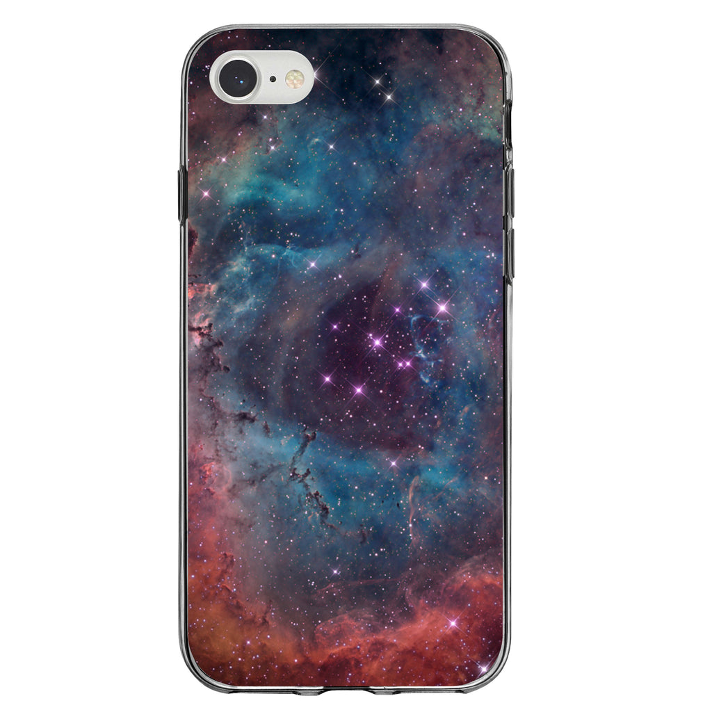 Purple Blue Pink Rosette Nebula Clear Shockproof iPhone Case, view 5