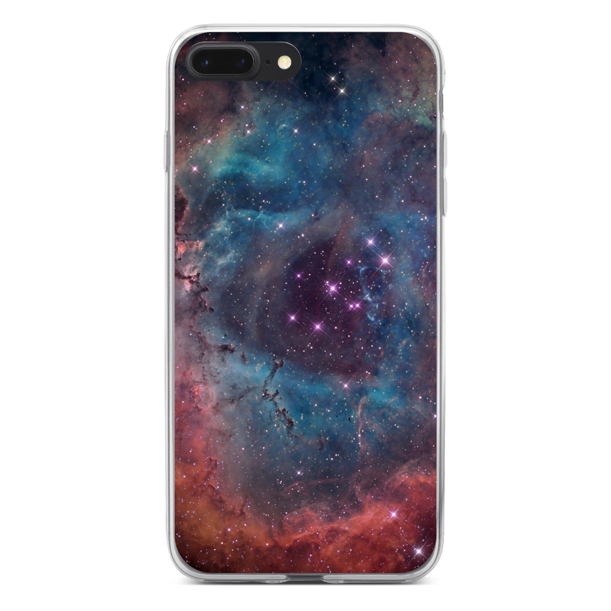 Purple Blue Pink Rosette Nebula Clear Shockproof iPhone Case, view 6