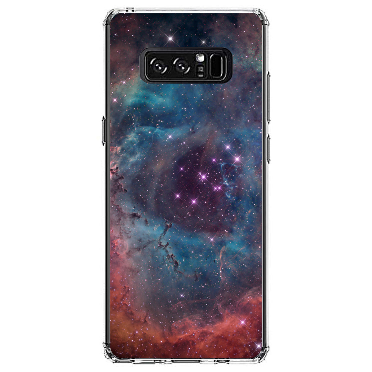 Purple Blue Pink Rosette Nebula Clear Shockproof iPhone Case, view 12