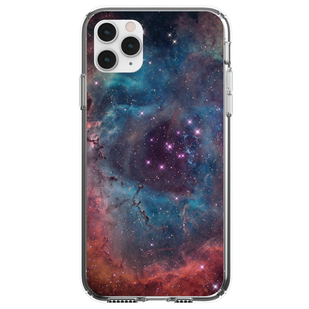 Purple Blue Pink Rosette Nebula Clear Shockproof iPhone Case
