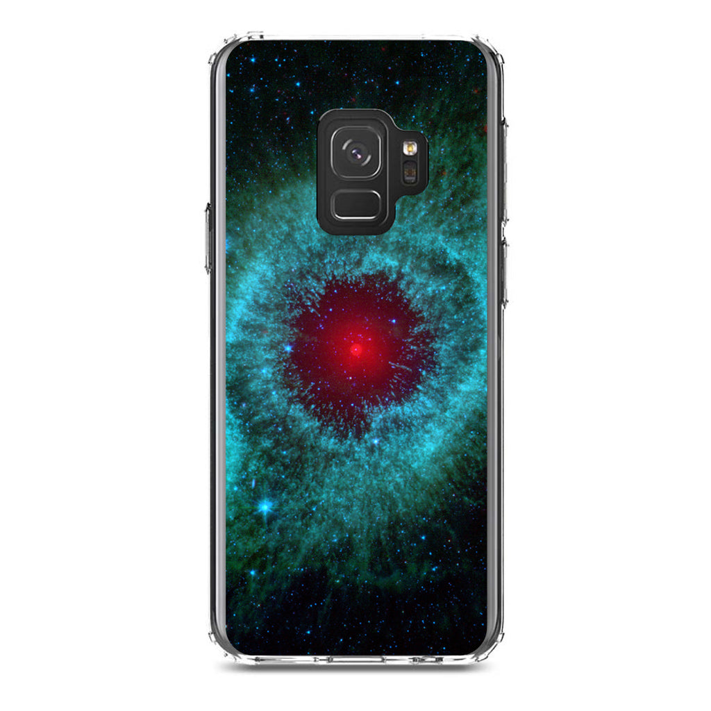 Blue Teal Black Helix Nebula Clear Shockproof iPhone Case, view 19