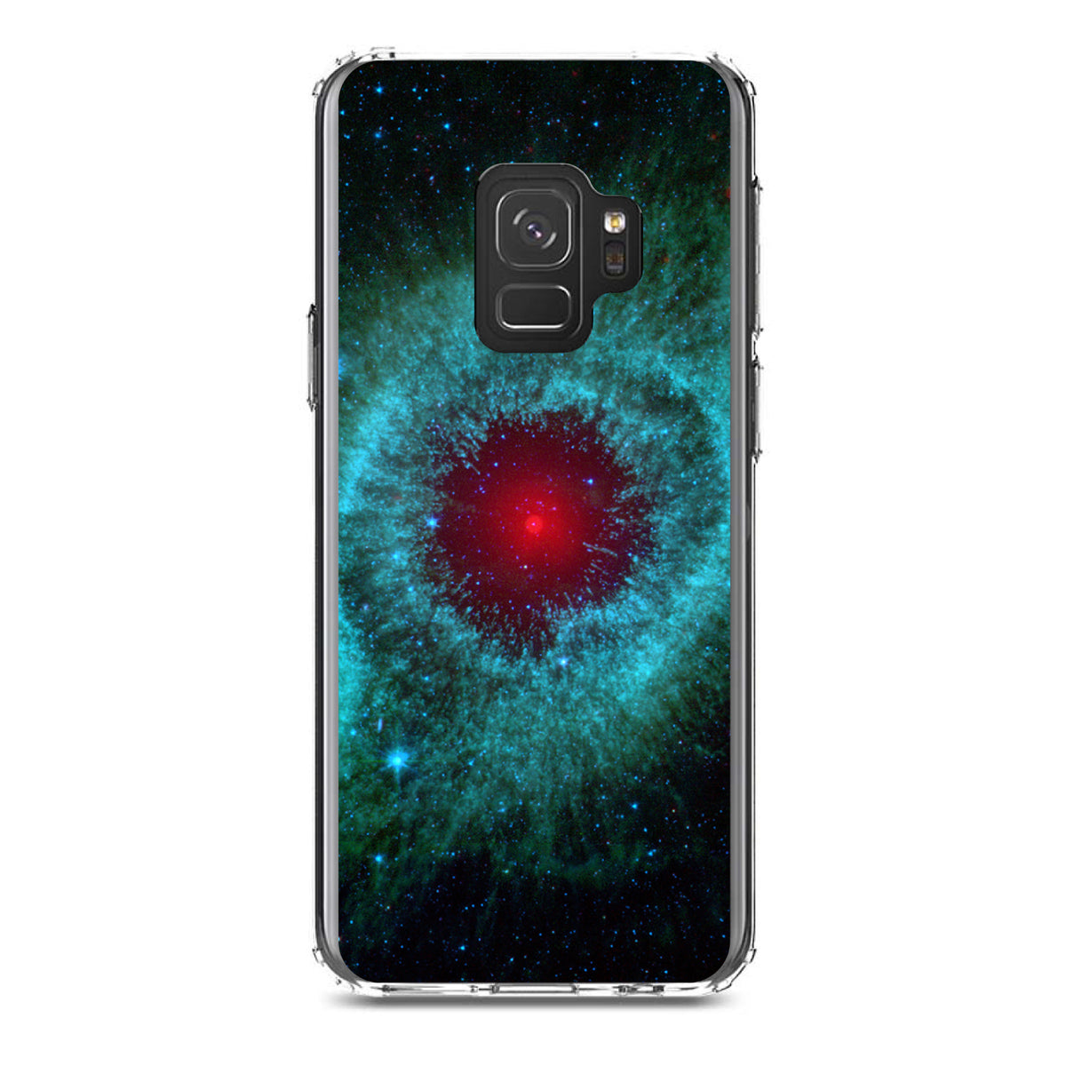 Blue Teal Black Helix Nebula Clear Shockproof iPhone Case, view 19