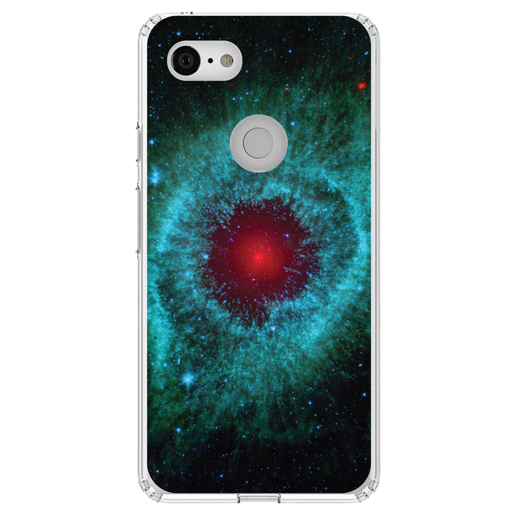 Blue Teal Black Helix Nebula Clear Shockproof iPhone Case, view 22