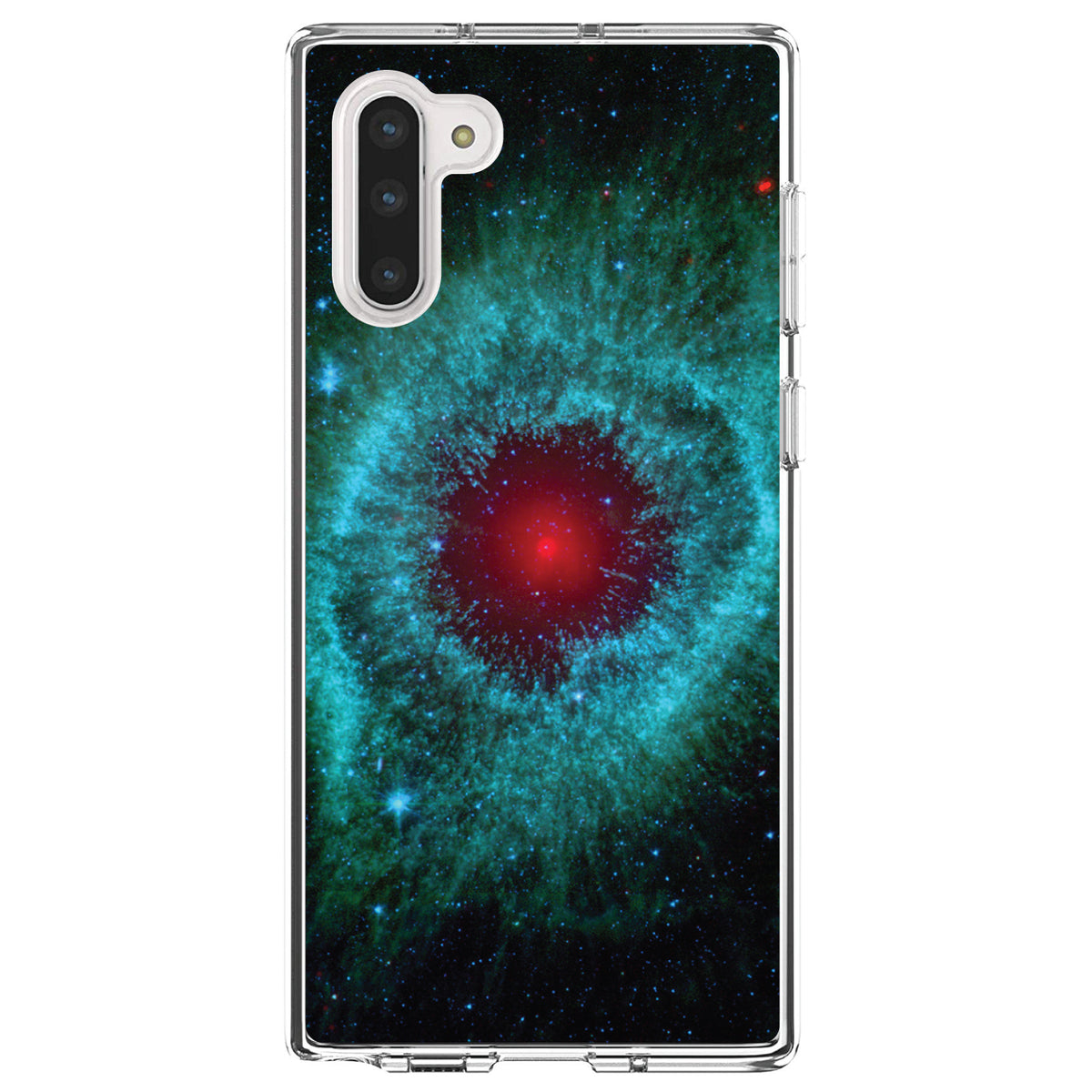 Blue Teal Black Helix Nebula Clear Shockproof iPhone Case, view 9
