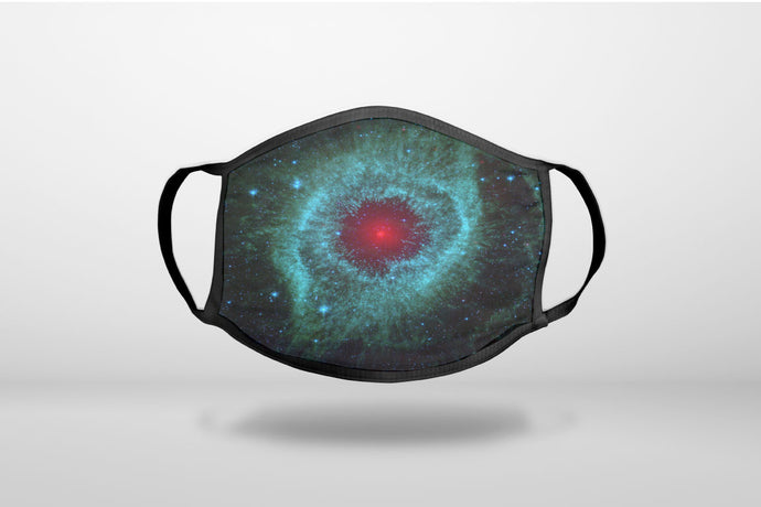 Blue Teal Black Helix Nebula - 3-Ply Reusable Soft Face Mask Covering, Unisex, Cotton Inner Layer