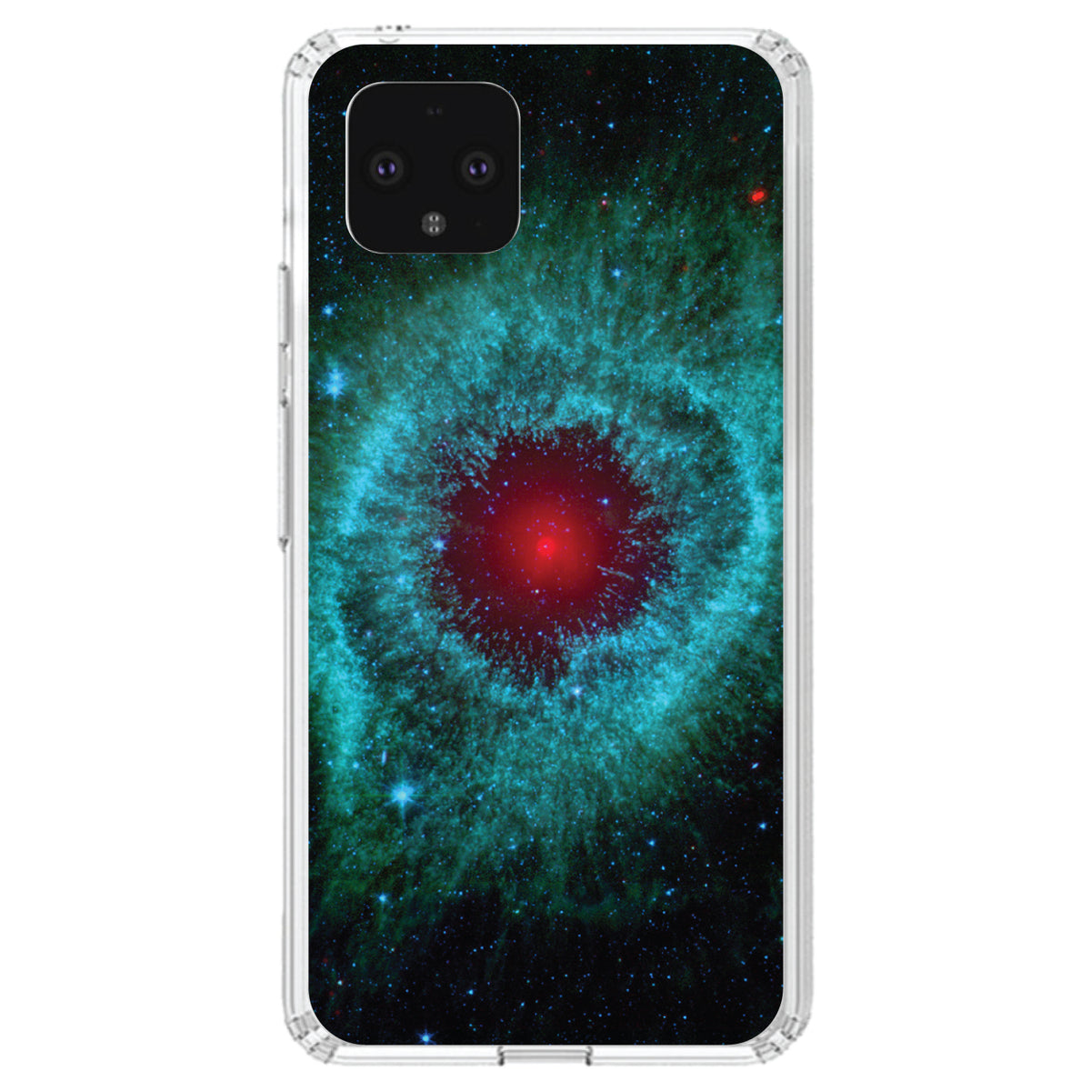 Blue Teal Black Helix Nebula Clear Shockproof iPhone Case, view 23