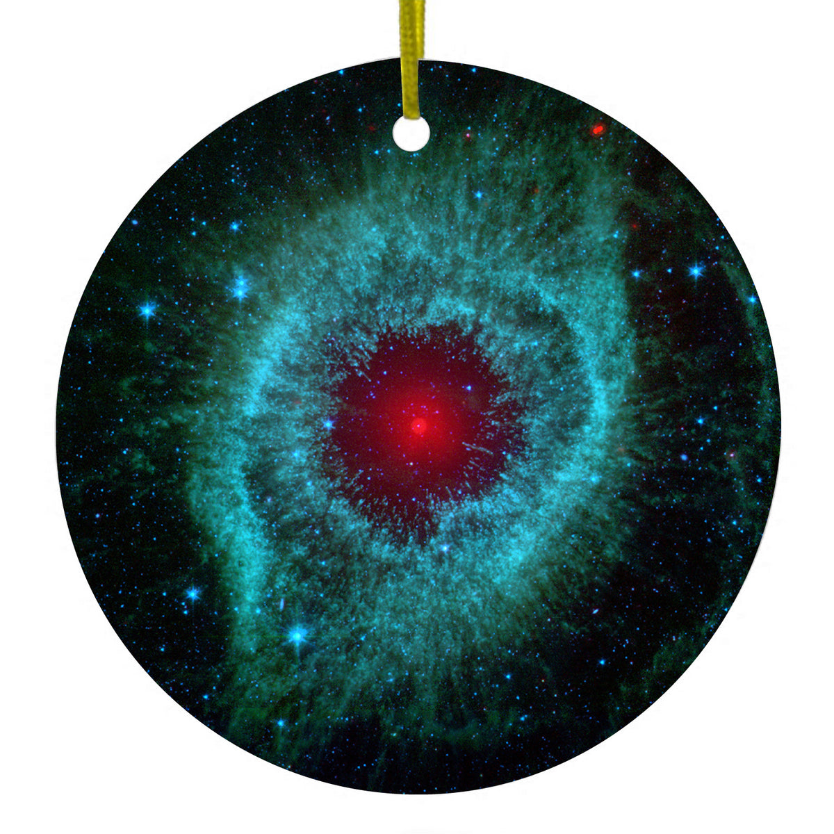 Blue Teal Black Helix Nebula Ceramic Ornament