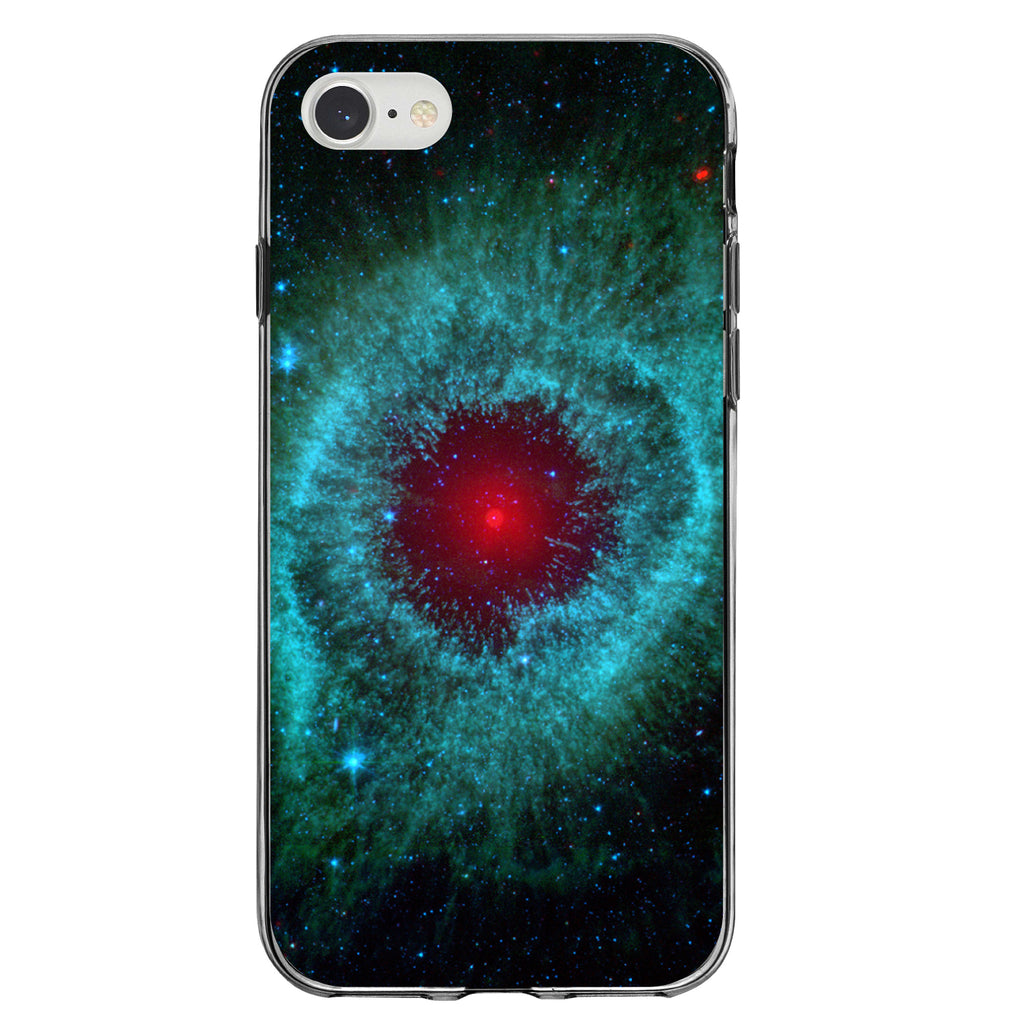 Blue Teal Black Helix Nebula Clear Shockproof iPhone Case, view 5