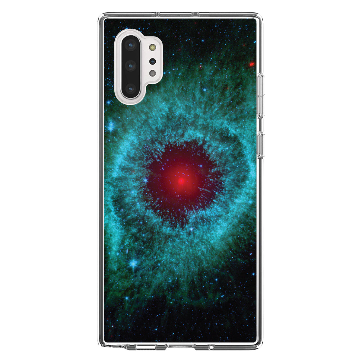Blue Teal Black Helix Nebula Clear Shockproof iPhone Case, view 10