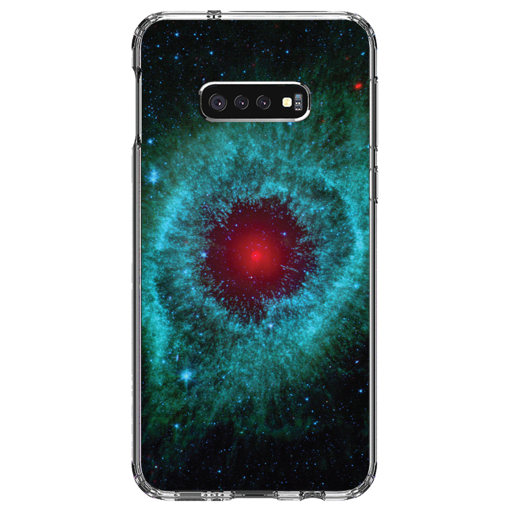 Blue Teal Black Helix Nebula Clear Shockproof iPhone Case, view 18