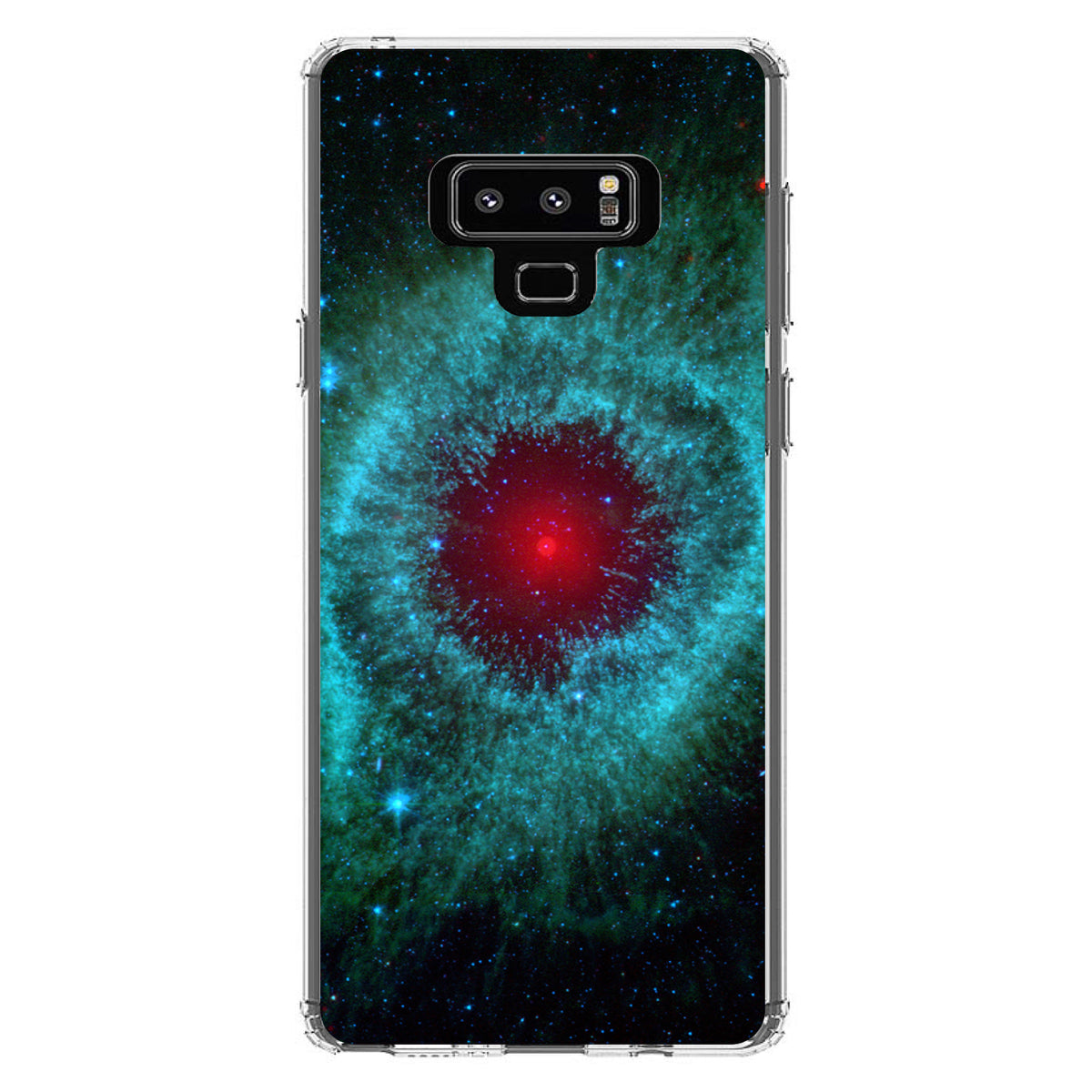 Blue Teal Black Helix Nebula Clear Shockproof iPhone Case, view 11